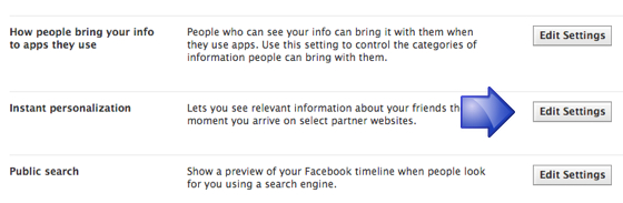 Facebook Instant Personalization